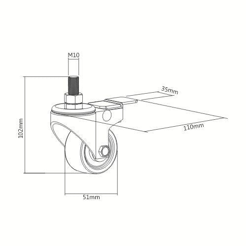 StandXT 4 Rollen für Möbel M10-02 (Gewinde M10, Tragkraft je 50 kg) Transportrollen Lenkrollen mit Bremse - StandXT