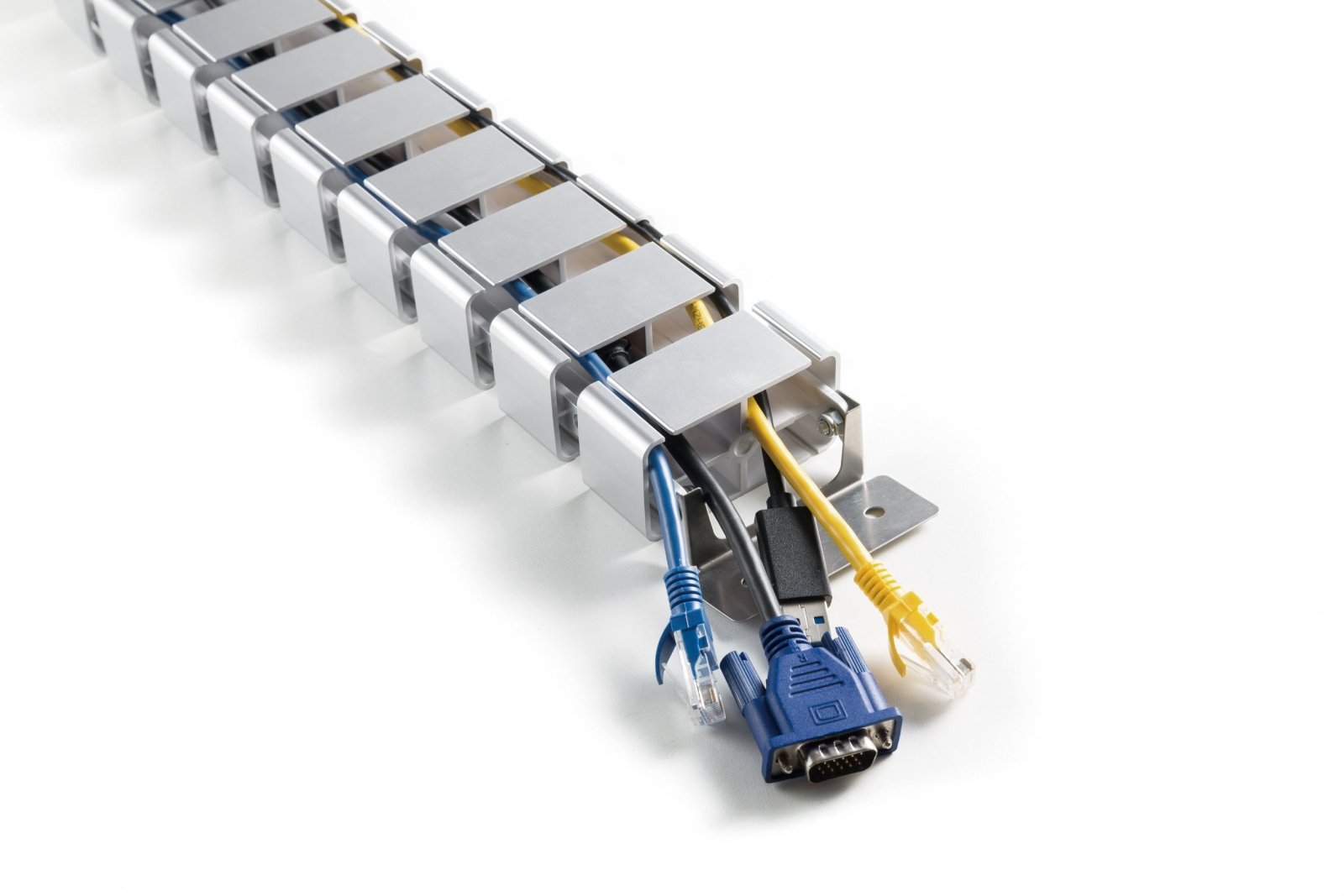 StandXT Kabelführung CCX10-1 silber - Kabelkanal flexible Kabelwirbelsäule für höhenverstellbare Tischgestelle silber