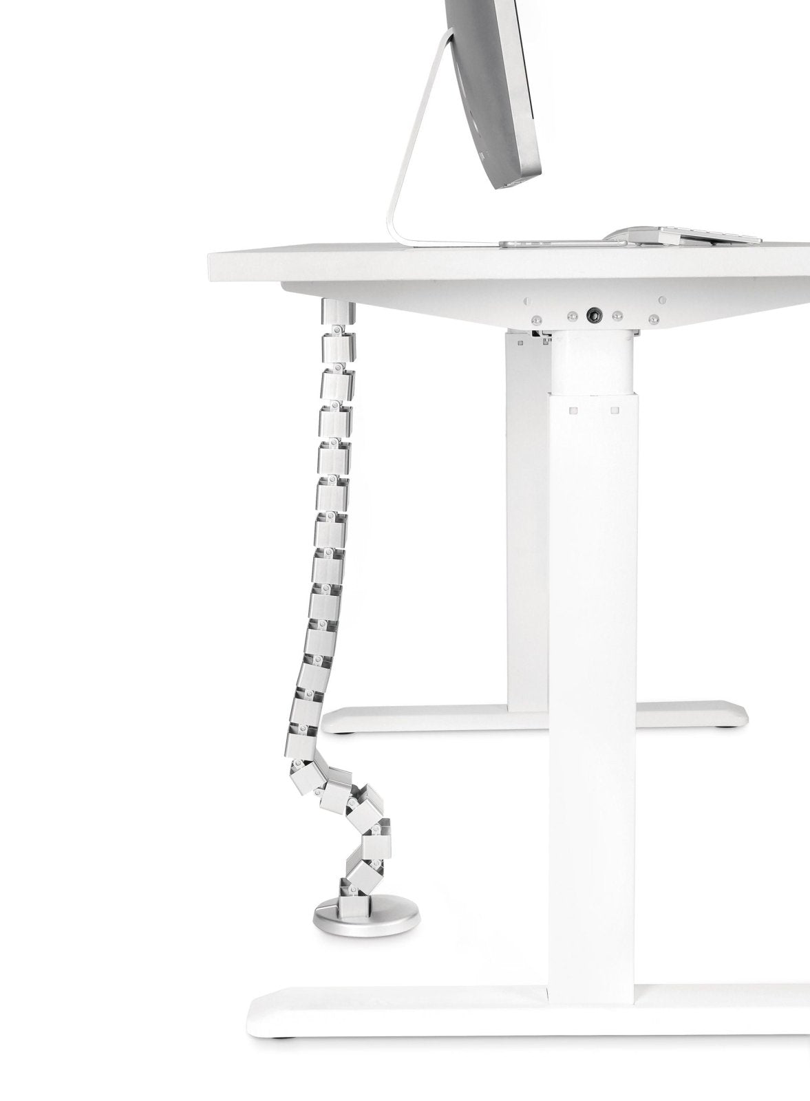 StandXT Kabelführung CCX10-1 silber - Kabelkanal flexible Kabelwirbelsäule für höhenverstellbare Tischgestelle silber