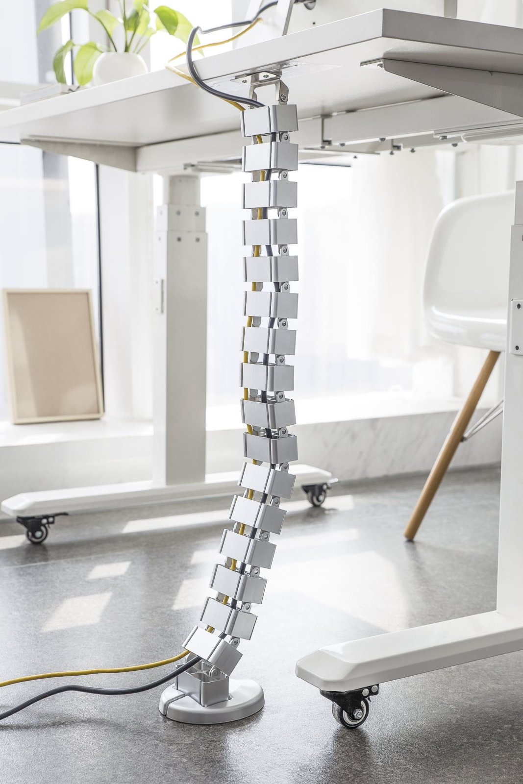 StandXT Kabelführung CCX10-1 silber - Kabelkanal flexible Kabelwirbelsäule für höhenverstellbare Tischgestelle silber