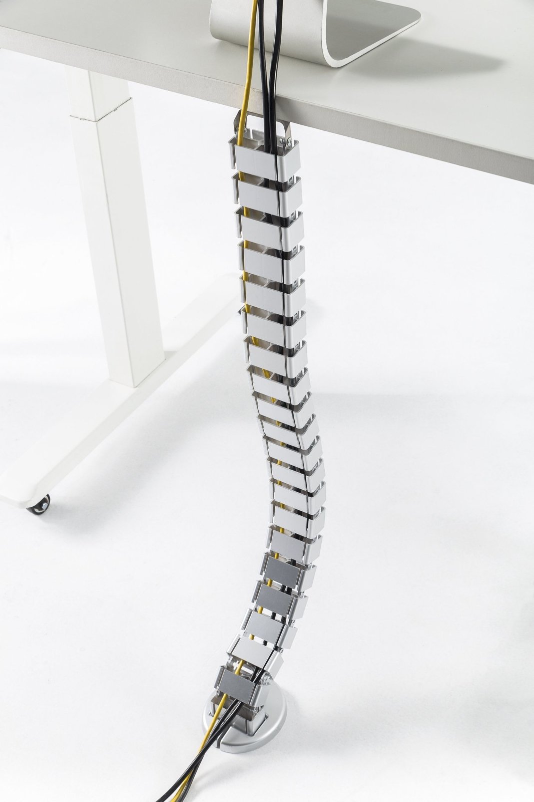 StandXT Kabelführung CCX10-1 silber - Kabelkanal flexible Kabelwirbelsäule für höhenverstellbare Tischgestelle silber
